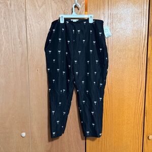 Richard Malcolm Black Pants with White Palm Design